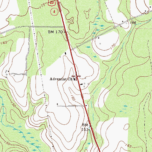 Topographic Map of Adventist Church, GA
