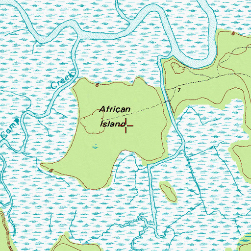 Topographic Map of African Island, GA
