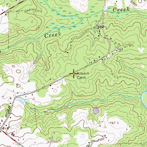 Topographic Map of Albert Cemetery, GA
