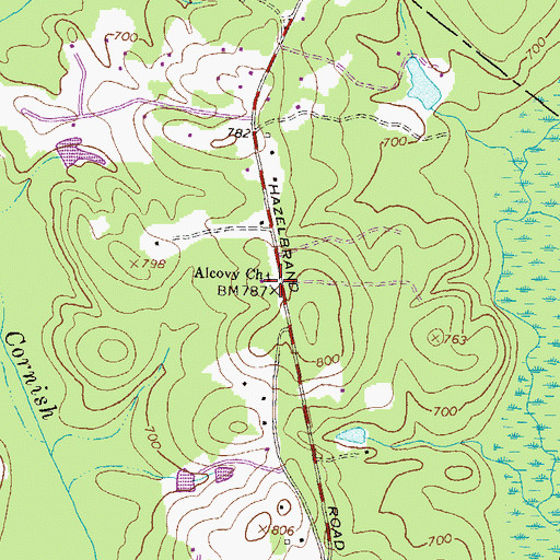 Topographic Map of Alcovy Church, GA