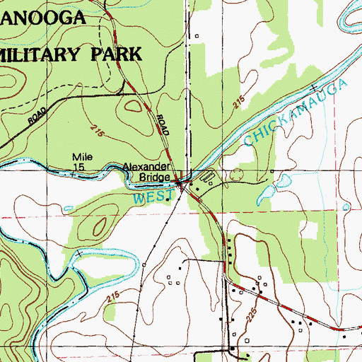 Topographic Map of Alexander Bridge, GA