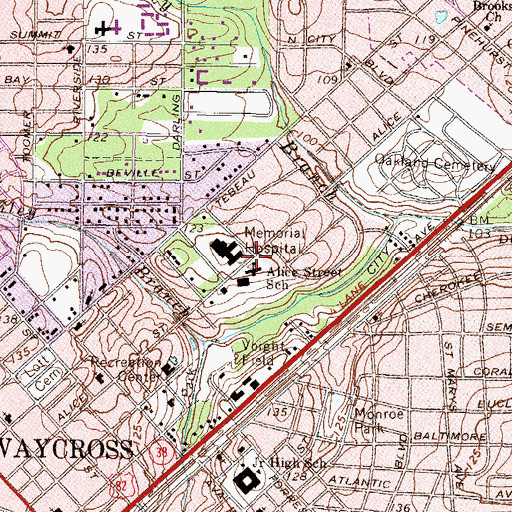 Topographic Map of Alice Street School, GA