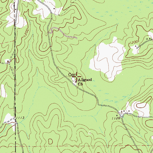 Topographic Map of Allgood Church, GA