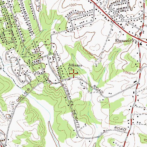 Topographic Map of Alliance Church, GA