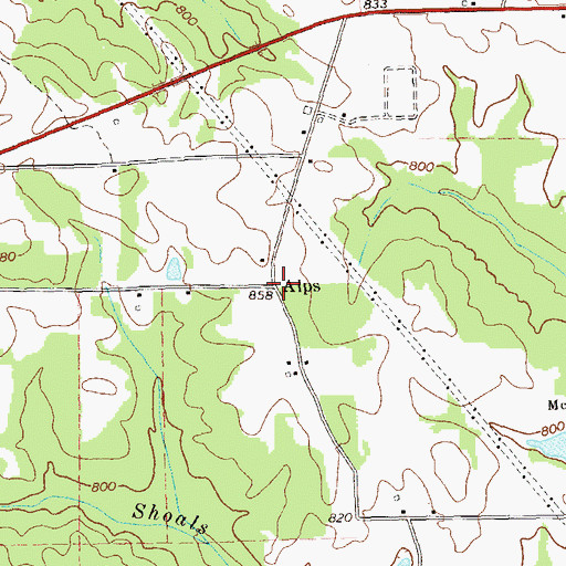 Topographic Map of Alps, GA