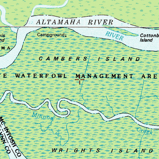 Topographic Map of Altamaha Wildlife Management Area, GA