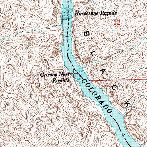 Topographic Map of Cranes Nest Rapids, AZ