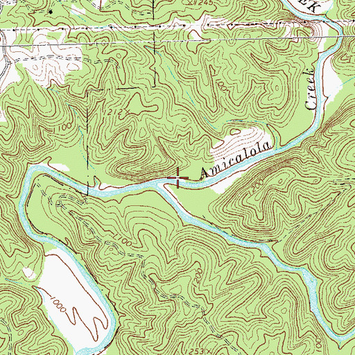 Topographic Map of Amicalola Creek, GA