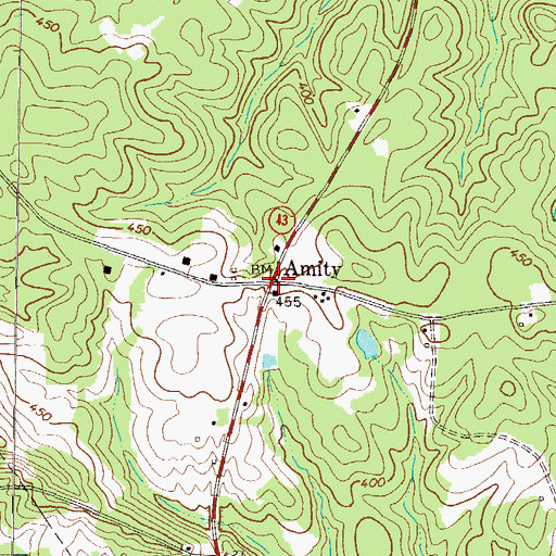 Topographic Map of Amity, GA