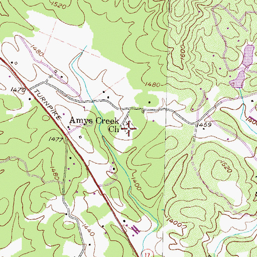 Topographic Map of Amys Creek Church, GA