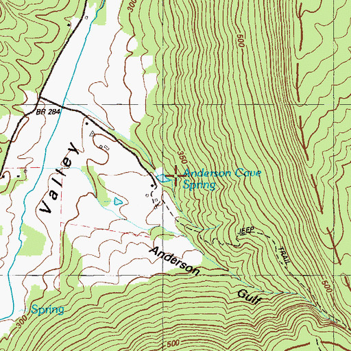 Topographic Map of Anderson Cave Spring, GA
