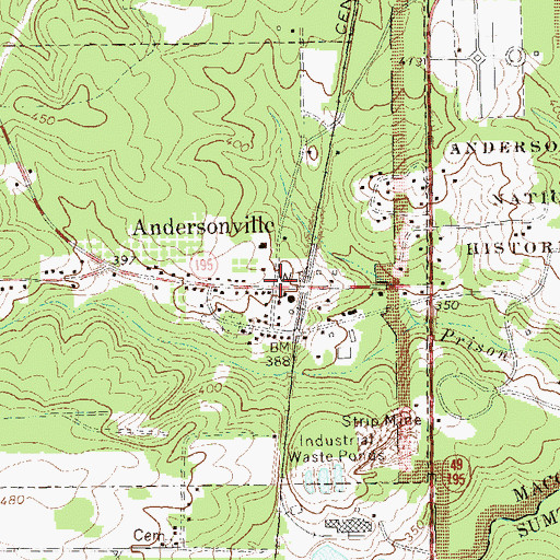 Topographic Map of Andersonville, GA