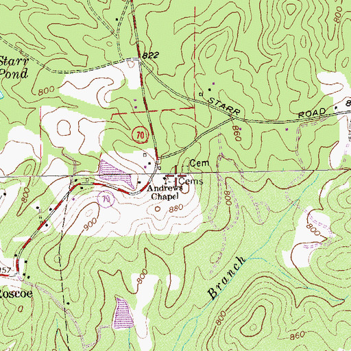 Topographic Map of Andrews Chapel Methodist Church, GA