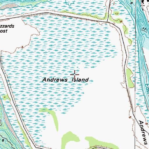 Topographic Map of Andrews Island, GA