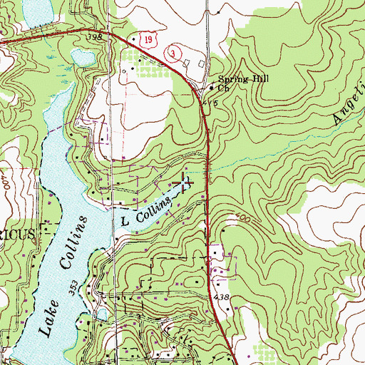 Topographic Map of Angelica Creek, GA