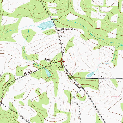 Topographic Map of Antioch Cemetery, GA