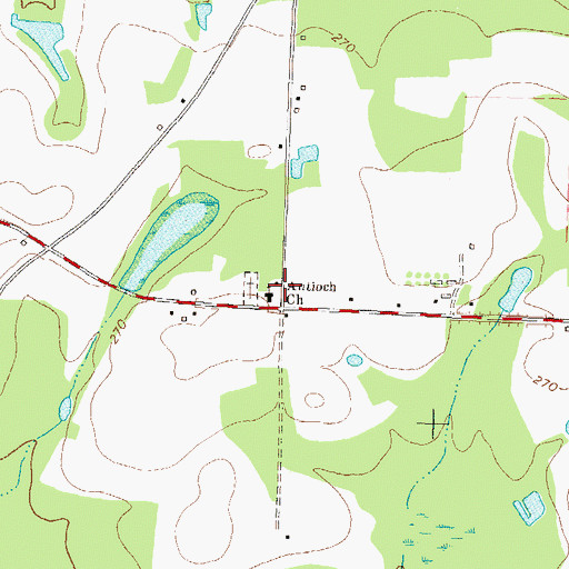 Topographic Map of Antioch Baptist Church, GA