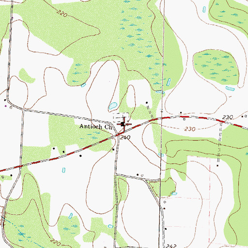 Topographic Map of Antioch Church, GA