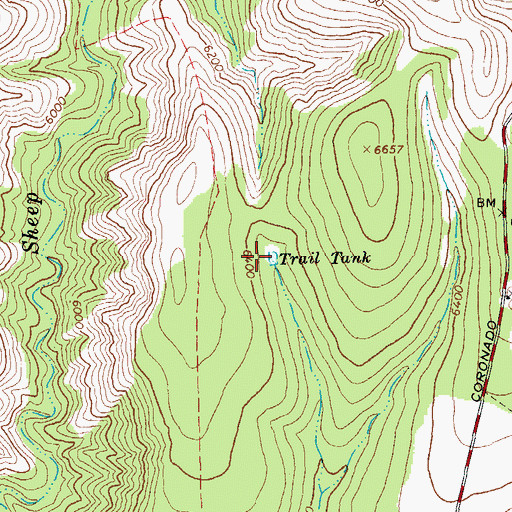 Topographic Map of Trail Tank, AZ
