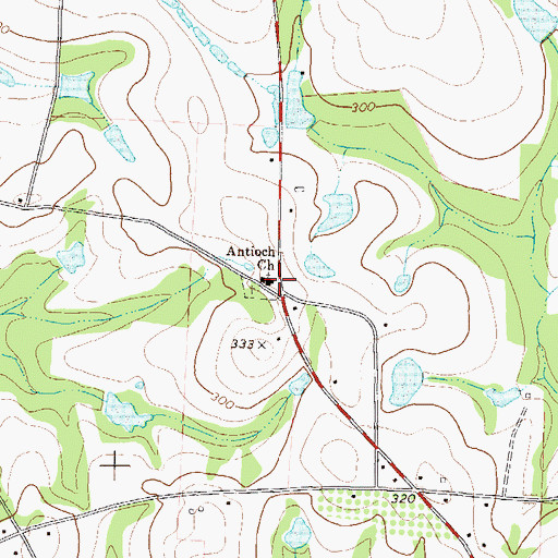 Topographic Map of Antioch Church, GA