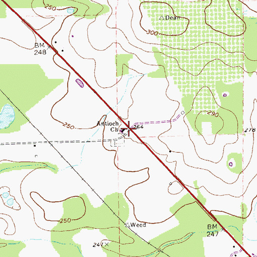 Topographic Map of Antioch Baptist Church, GA