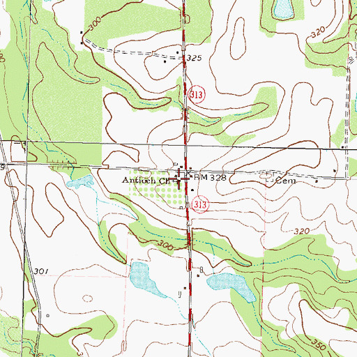 Topographic Map of Antioch Missionary Baptist Church, GA