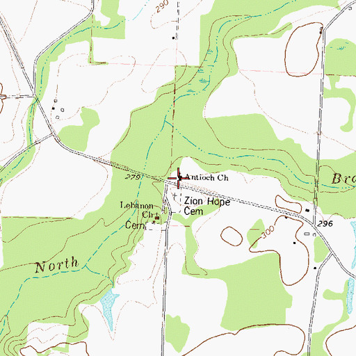 Topographic Map of Antioch Missionary Baptist Church, GA