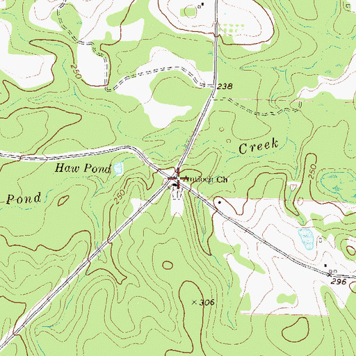 Topographic Map of Antioch Missionary Baptist Church, GA