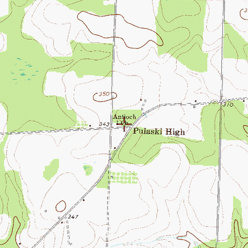Topographic Map of Antioch Baptist Church, GA