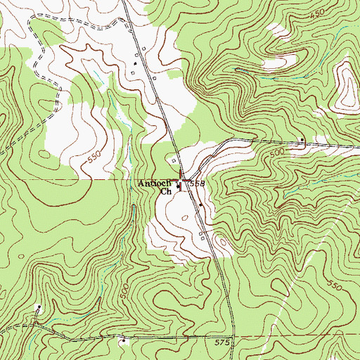 Topographic Map of Antioch Baptist Church, GA