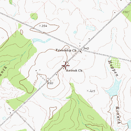 Topographic Map of Antioch Number One Baptist Church, GA