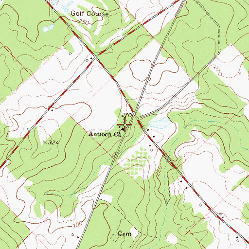 Topographic Map of Antioch Baptist Church, GA