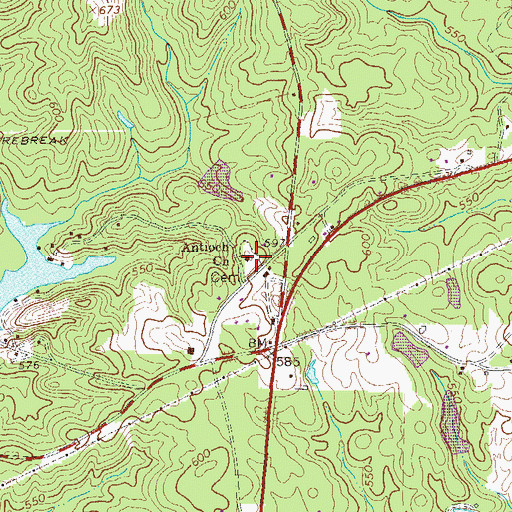 Topographic Map of Antioch Baptist Church, GA