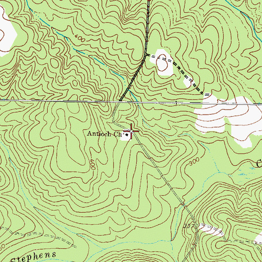 Topographic Map of Antioch Baptist Church, GA