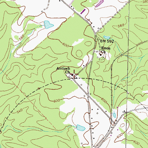Topographic Map of Antioch Baptist Church, GA