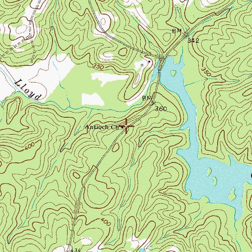 Topographic Map of Antioch Church, GA
