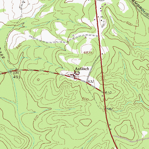 Topographic Map of Antioch Church, GA