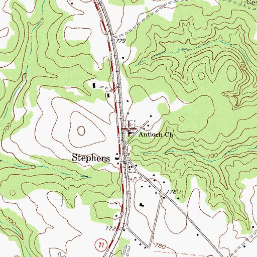 Topographic Map of Antioch Church, GA