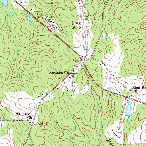 Topographic Map of Antioch Church, GA