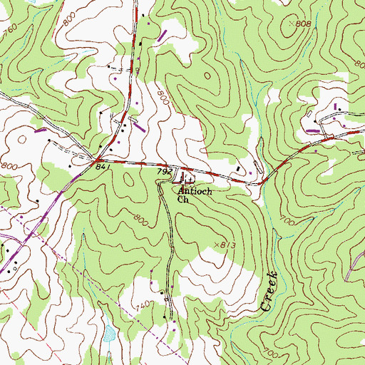 Topographic Map of Antioch Church, GA