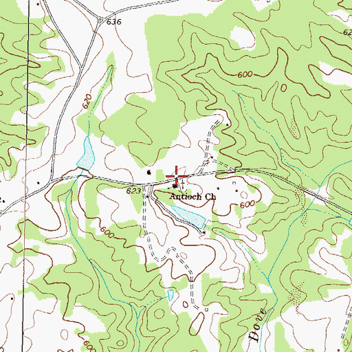 Topographic Map of Antioch Church, GA