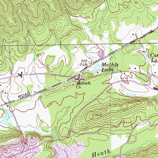 Topographic Map of Antioch Church, GA