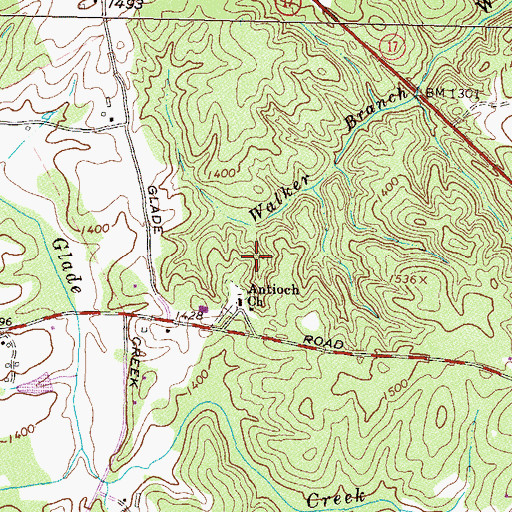 Topographic Map of Antioch Church, GA