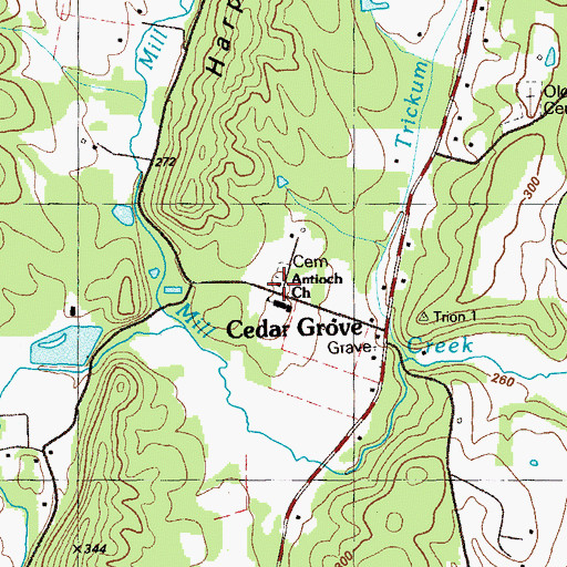 Topographic Map of Antioch Church, GA