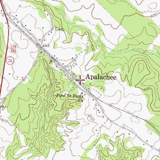 Topographic Map of Apalachee, GA