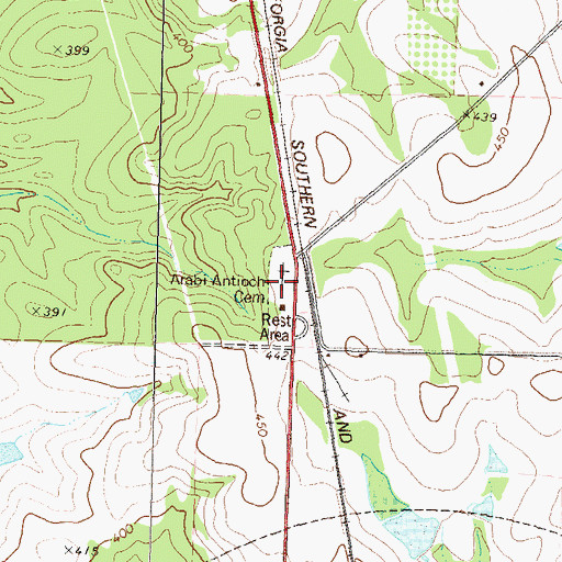 Topographic Map of Arabi-Antioch Cemetery, GA