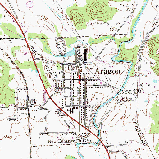 Topographic Map of Aragon, GA
