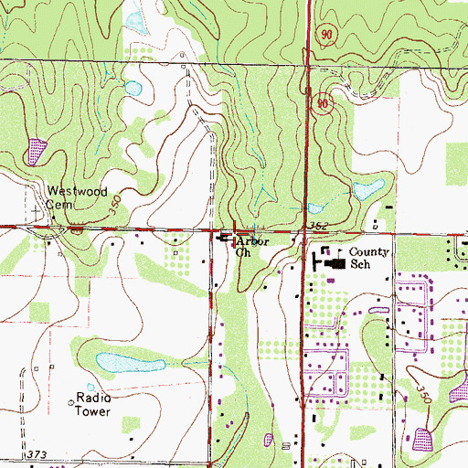 Topographic Map of Arbor Church, GA