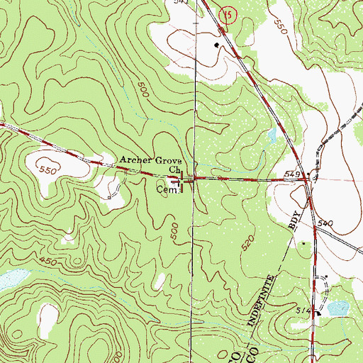 Topographic Map of Archer Grove Church, GA