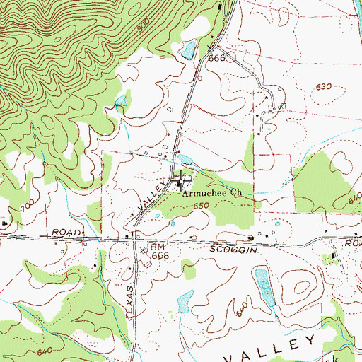 Topographic Map of Armuchee Church, GA